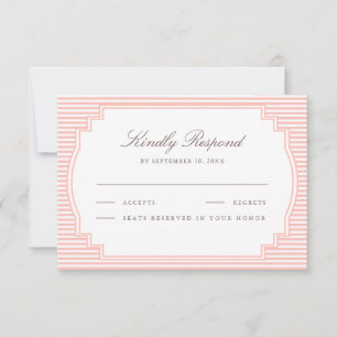 Pastel Coral Pink Striped Wedding RSVP Card