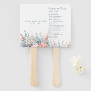 Pastel Coral Reef-Beach Wedding Program Hand Fan