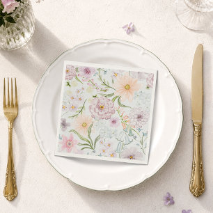 Pastel Cottage Garden Floral Napkin