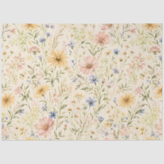 Pastel Cottage Wildflower Watercolor Tissue Paper