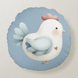 Pastel Cottagecore Chicken Round Cushion