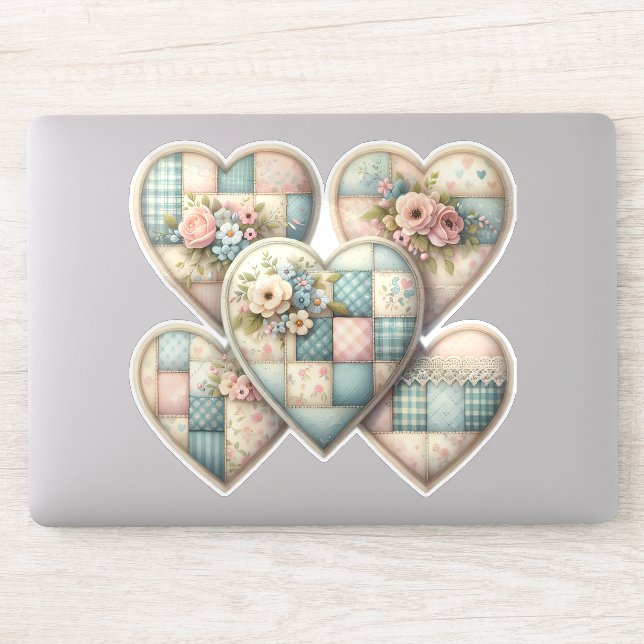 Pastel Cottagecore Patchwork Hearts (Computer)