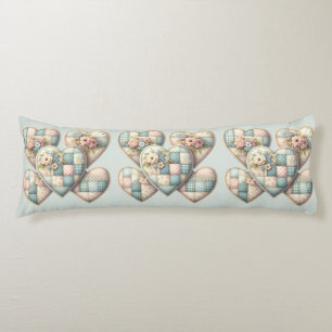 Pastel Cottagecore Patchwork Hearts Body Cushion