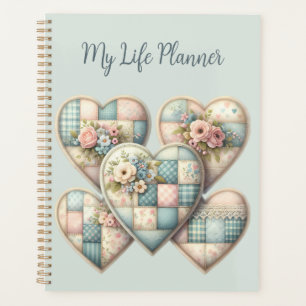 Pastel Cottagecore Patchwork Hearts Planner