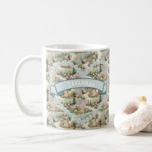 Pastel Cottagecore Pearl Heart Personalised Coffee Mug