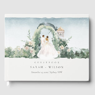 Pastel Couple Floral Garden Arch Botanical Wedding Guest Book
