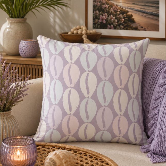 Pastel Cowrie Shell Pattern Lavender Mauve Cushion (Creator Uploaded)
