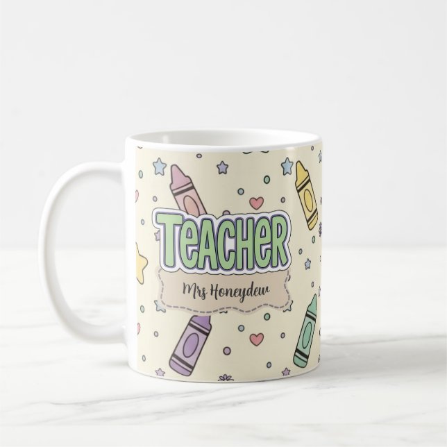 Pastel Crayon Teacher School Pattern  Coffee Mug (Left)