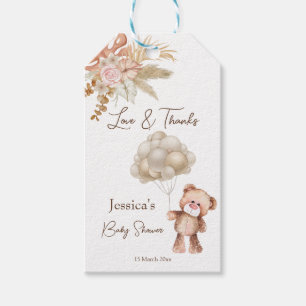 Pastel cream brown boho dried flowers baby showe gift tags
