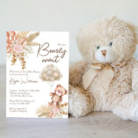 Pastel cream brown dried flowers boho teddy bear
