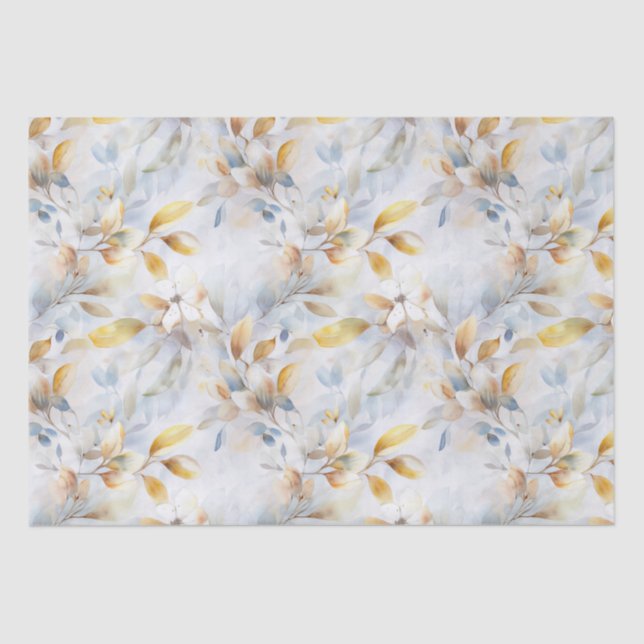 Pastel Cream Floral Abstract Tissue Paper (Front)