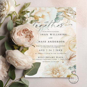 Pastel Creamy Goldenrod  Watercolor Bouquet Invitation
