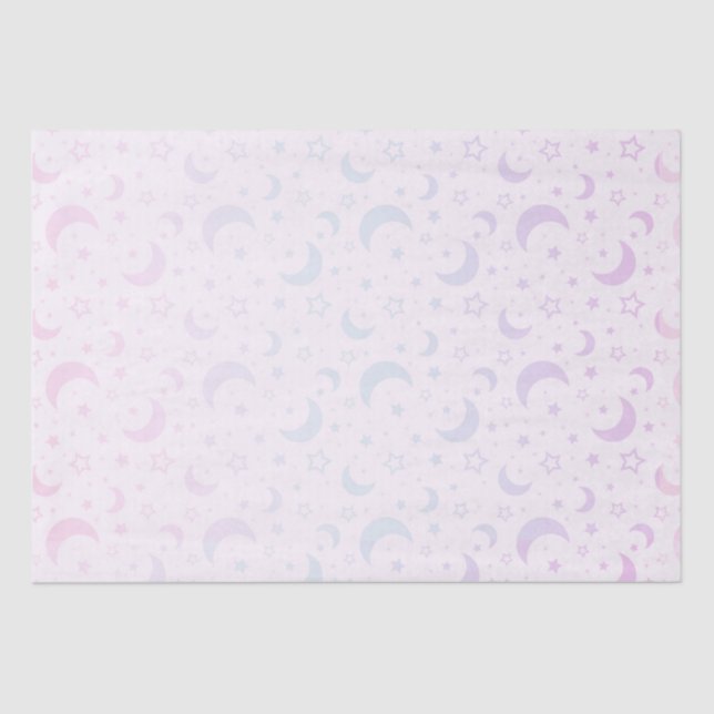Pastel Crescent Moons and Stars Halloween Tissue Paper (Front)