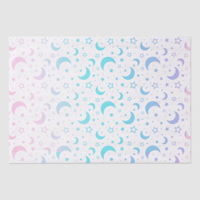 Pastel Crescent Moons and Stars Halloween Tissue Paper (Front)