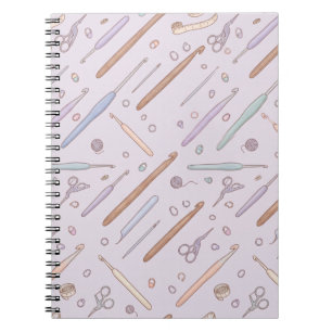 Pastel Crochet Hooks & Tools Cottagecore Pattern Notebook