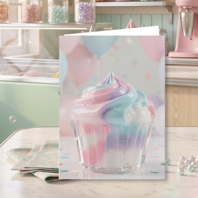 Pastel Crystal Cupcake Birthday  Card (Creator Uploaded)