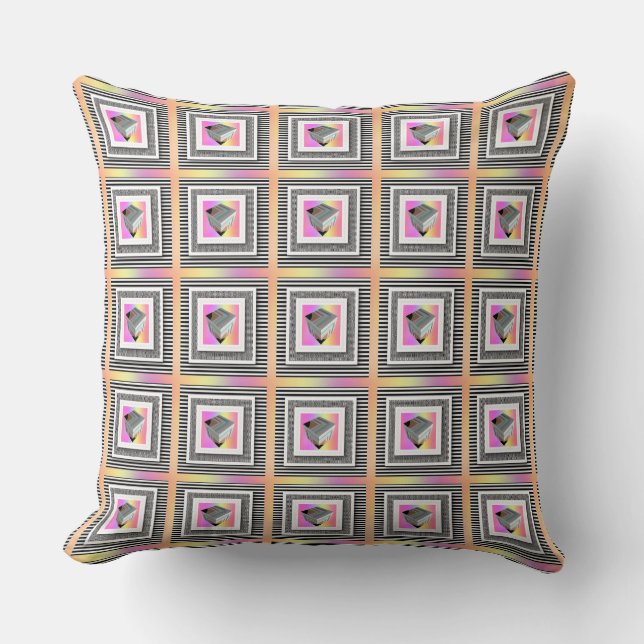 Pastel Cube With Stripes Repeat  Cushion (Front)