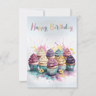 Pastel Cupcake Birthday Greeting Card