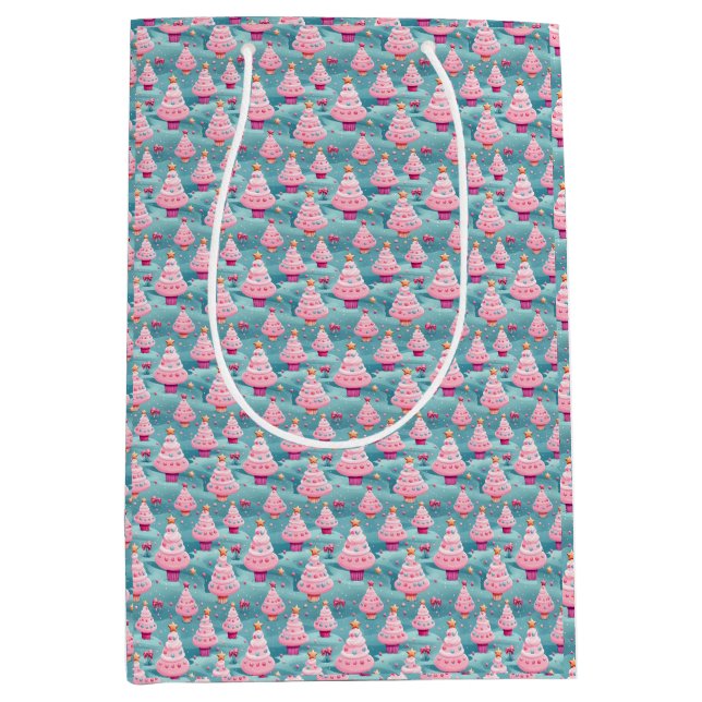Pastel Cupcake Christmas Trees Medium Gift Bag (Front)