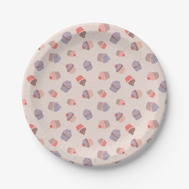 Pastel Cupcake Confetti Birthday Party Plates (Front)