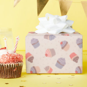 Pastel Cupcake Confetti Birthday Wrapping Paper