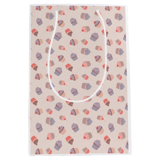 Pastel Cupcake Confetti Pattern Birthday Gift Bag (Front)