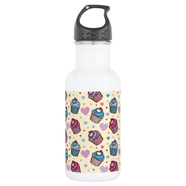 Pastel Cupcake Heart Pattern 532 Ml Water Bottle (Front)