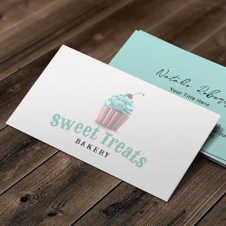 Pastel Cupcake Sweet Treats Bakery Mint Green Business Card
