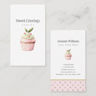 Pastel Cupcake Sweet Treats Bakery Watercolor Business Card
