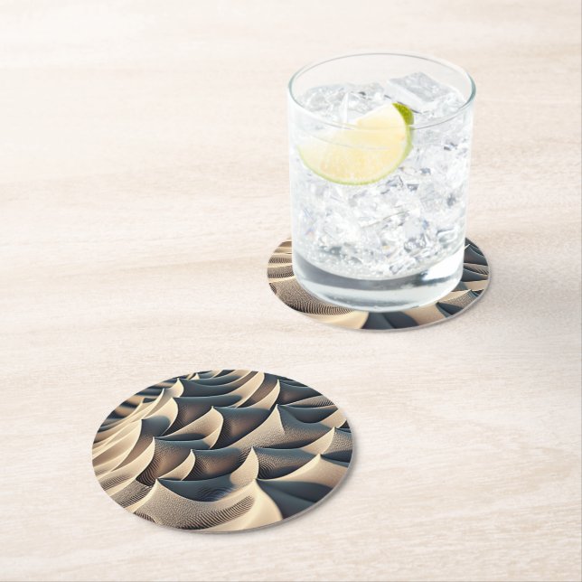 Pastel Currents Round Paper Coaster (Insitu)