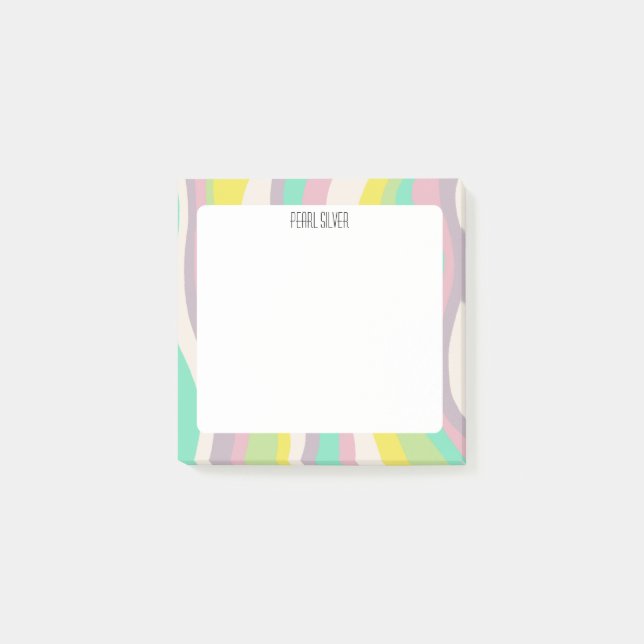 Pastel Curves CUSTOM Chic Monogram Personalised Post-it Notes (Front)