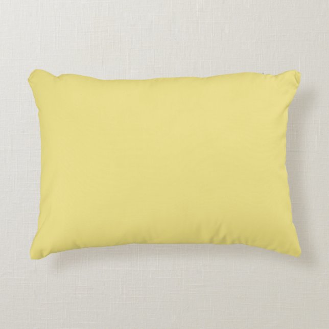 Pastel custard yellow decor ready to customise decorative cushion (Front)