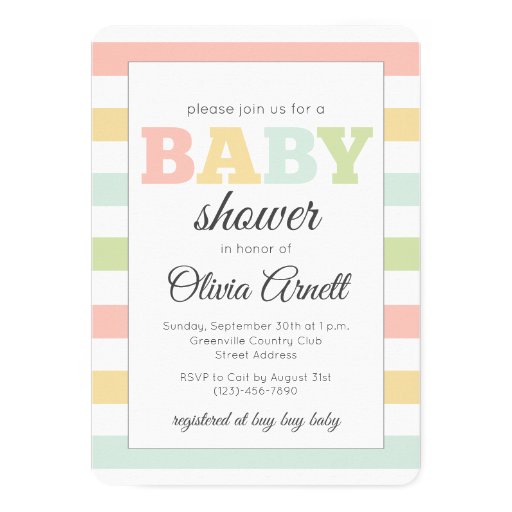 Image of Pastel custom baby shower invitations, neutral Invitation