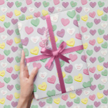 Pastel Custom Conversation Candy Hearts Gift Wrap