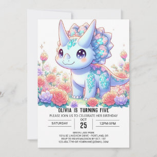 Pastel Custom Dinosaur Digital Birthday Invitation