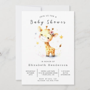 Pastel Custom Giraffe Baby Shower Invitation