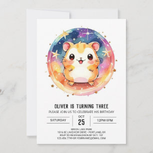 Pastel Custom Hamster Birthday Invitation