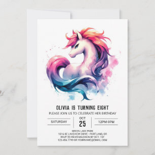  Pastel Custom Horse Birthday Invitation