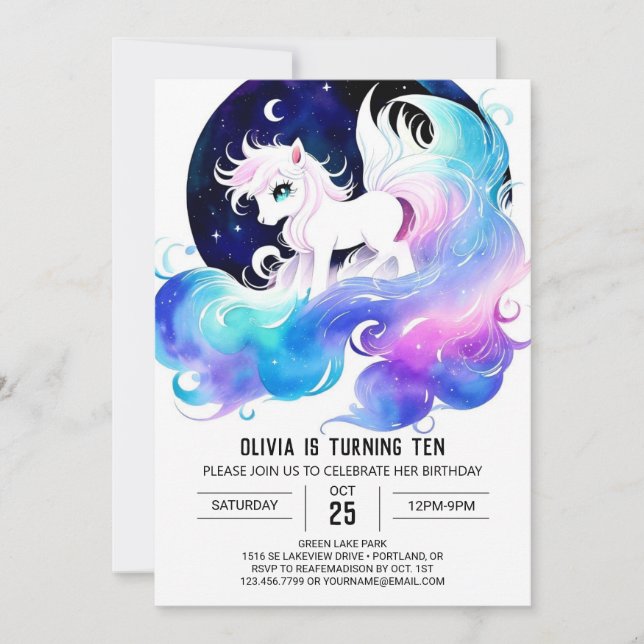Pastel Custom Horse Birthday Invitation (Front)