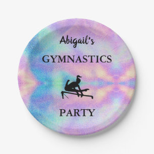 Pastel Custom Name Gymnastics Party Paper Plate