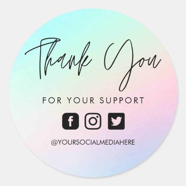 Pastel Custom Thank You Business Classic Round Sticker (Front)