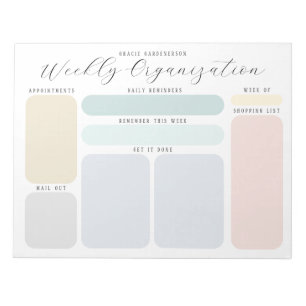 Pastel Custom Weekly To Do Organisation Notepad