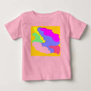 Pastel cute coloured puff shapes blue pink yellow baby T-Shirt