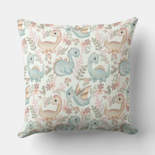Pastel cute dinosaurs cushion (Back)
