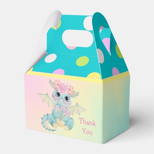 Pastel Cute Dragon Girl Birthday/Baby Shower Favour Box (Front Side)