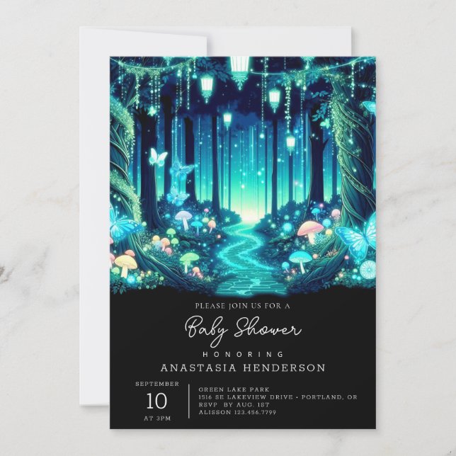  Pastel Cute Enchanted Forest Baby Shower Invitation (Front)