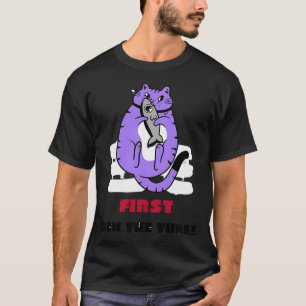 Pastel Cute Kitty Fishing In a Boat T-Shirt