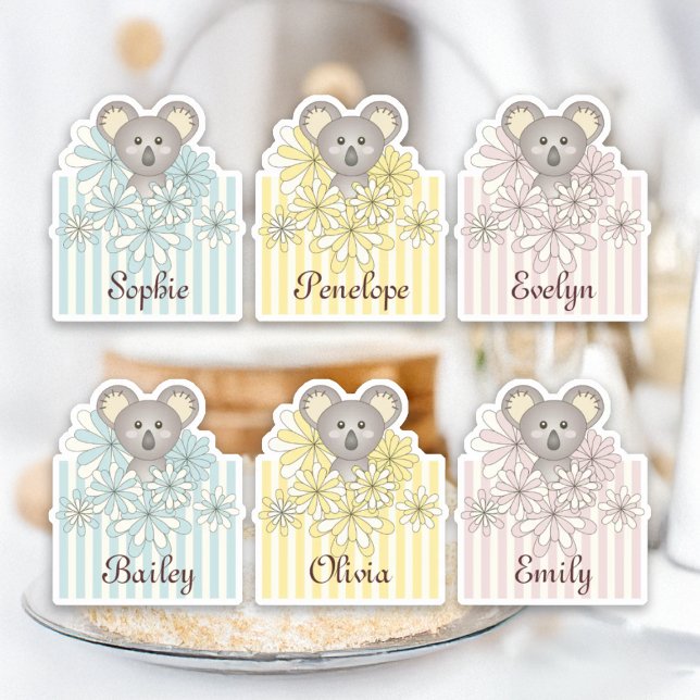 Pastel Cute Koala Animal Kids Name Party Favour (Creator Uploaded)