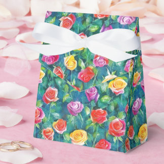 Pastel cute rose garden watercolor pattern favour box