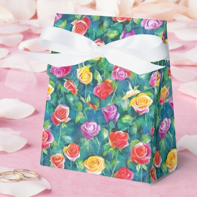 Pastel cute rose garden watercolor pattern favour box (Wedding)